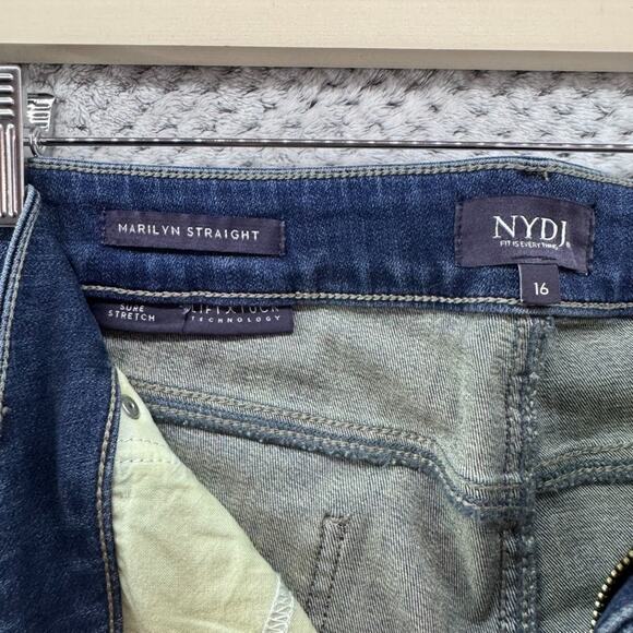 NYDJ Jeans Womens 16 Blue Medium Wash Marilyn Straight Sure Stretch Lift Tuck - Picture 2 of 14